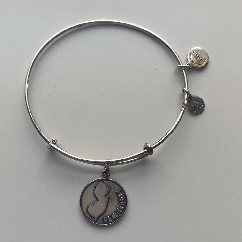 Alex and Ani- Silver NJ New Jersey state Charm Bangle Bracelet